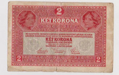 Bancnota Austro - Ungaria 2 Korona, Coroana 1917 Supratipar foto