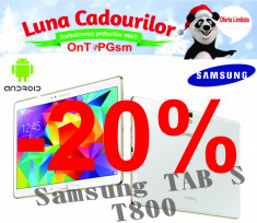 Tableta Samsung SM-T800 Galaxy Tab S, Octa Core A15+A7, GOLD ALB 10.5inch, 16GB, Wi-Fi, BT, Android 4.4, white foto