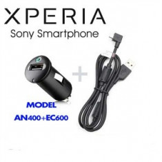 INCARCATOR AUTO SONY XPERIA T3 Xperia sola MT27i Xperia U ST25i MICROUSB ORIGINAL SONY ERICSSON CHARGER CAR CABLU + ADAPTOR USB AUTO 1200 mA 5V foto