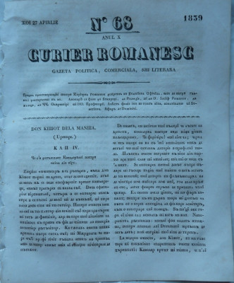 Curier romanesc , gazeta politica , comerciala si literara , nr. 68 din 1839 foto