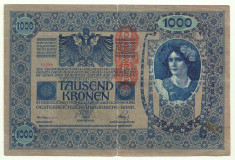 AUSTRIA AUSTRO-UNGARIA 1000 1.000 KRONEN COROANE 1902 [2] P-59 Putin rupta! foto