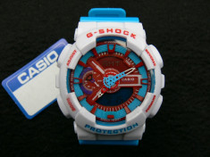 CASIO G-SHOCK GA-110 WHITE MULTICOLOR, CUTIE METALICA INCLUSA !!! MODEL 2015 AFISAJ BACKLIGHT !! MADE IN JAPAN,INSTRUCTIUNI,GARANTIE,LIVRARE GRATUITA foto