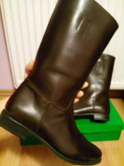 Cizme maro inchis, 100% piele naturala, mar. 39 sau 38.5, toc de 1cm (dark brown boots) foto