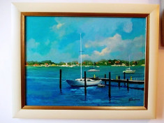 EMIL CHENDEA (n.1937)- &amp;quot;MARINA&amp;quot;, 73X57,5 CM, inramant- tablou, pictura foto