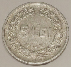 G5. ROMANIA 5 LEI 1949, 1.50 g., Aluminum, 23 mm ** foto