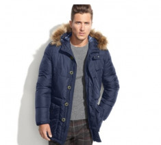 Geaca Tommy Hilfiger Hooded Faux-Fur-Trim Performance Parka masura M si L foto