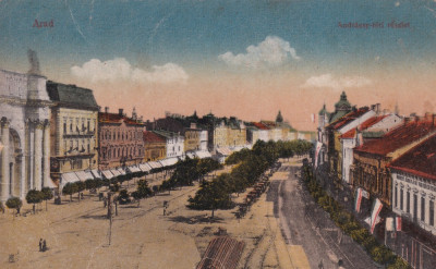 CARTE POSTALA ARAD Andrassy-teri reszlet Circulata 1923 foto