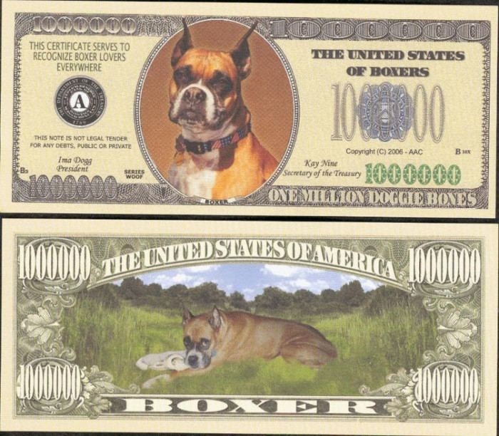 !!! SUA = FANTASY NOTE = BOXER - 2006 - UNC / SERIA CAINI , WOOF