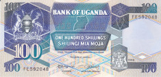 Bancnota Uganda 100 Shilingi 1988 - P31b UNC foto