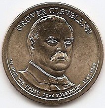 Statele Unite (SUA) 1 Dolar 2012 Comemorativa: Grover Cleveland, 22th president of the United States from 1885-1889 KM-525 aUNC foto