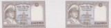 Cumpara ieftin Lot 2 bancnote 1 rupee, rupie - Nepal, Regele Mahinda 1972 Serii consecutive aUNC ( 2 ), Asia