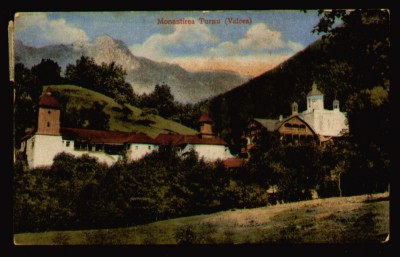 1919 Manastirea Turnu Valcea cp ilustrata circulata stampila cenzura timbru PTTF foto