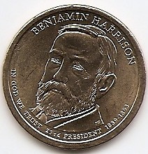 Statele Unite (SUA) 1 Dolar 2012 Comemorativa: Benjamin Harrison, 23th president of the United States from 1889 - 1893 KM-526 aUNC foto