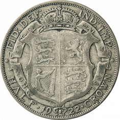 1/2 Jumatate de Coroana ( 1/2 Crown ) 1922 - Marea Britanie - Anglia - George V - Argint foto