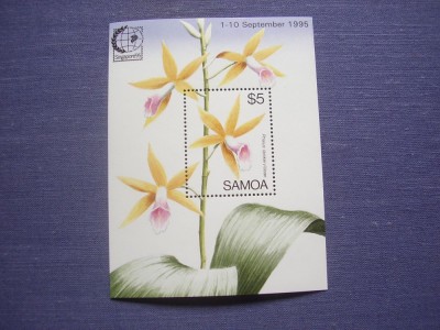 Samoa 1995 flori orhidee expozitie Singapore MI bl.54 MNH foto