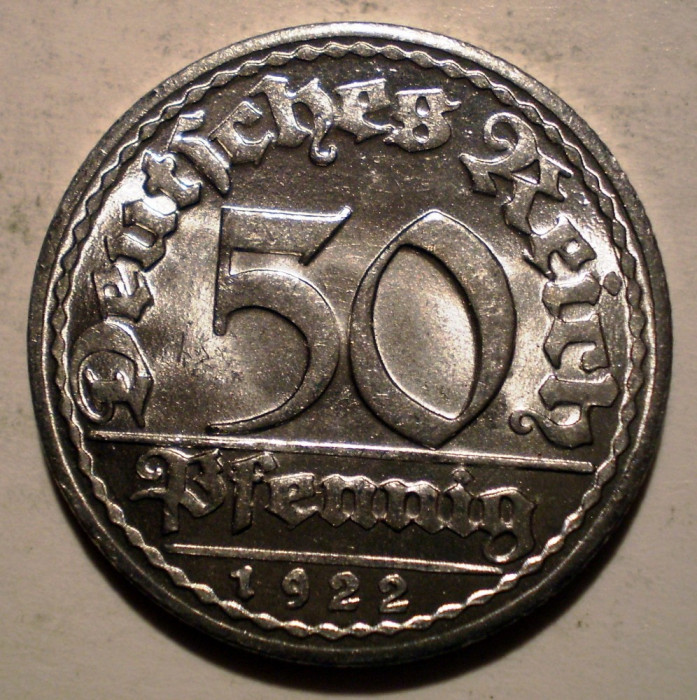 1.067 GERMANIA WEIMAR 50 PFENNIG 1922 D AUNC