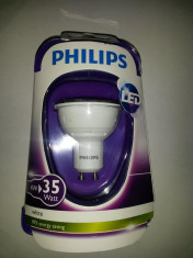 Bec LED Philips Spot MV 4W = 35 w GU10 36D alb NOU foto