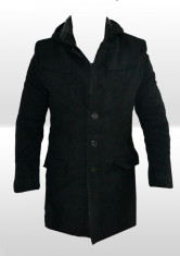Palton tip Zara Man - De iarna gros - Negru - Cambrat - Model cu gluga - Masuri: S M L XL - Model 2015 D114 foto