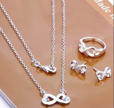 Bijuterii Argint: Set Lantisor + Cercei + Inel New Infinit Silver Set 925 foto