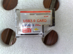 Adaptor Express card 54mm to USB 3.0x2 Port , ExpressCard to Usb 3.0 nou,sigilat foto