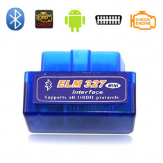 Mini Interfata Diagnoza OBD2 ELM 327 Bluetooth 2015 Tester auto OBD II iphone, android + CD Software V2.2 foto
