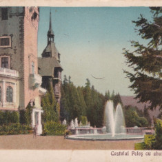 CARTE POSTALA SINAIA Castelul Peles cu abuzu din fata Circulata 1929