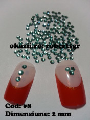 Set 200 cristale gen Swarovski 2 mm verde deschis perle strasuri pietricele accesorii decorare 3D unghii false - TRANSPORT GRATUIT LA PLATA IN AVANS! foto