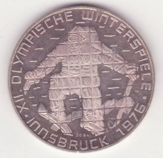 (2) MONEDA DIN ARGINT AUSTRIA - 100 SCHILLING 1976, JUBILIARA - XII. OLYMPISCHE WINTERSPIELE INNSBRUCK 1976, 24 GRAME, PURITATE 640 - MODEL 4 foto