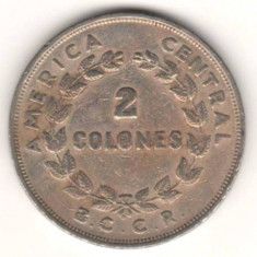 SV * Costa Rica / America Centrala * 2 COLONES 1968 * VF + +
