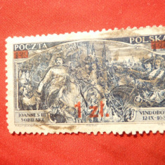 Timbru 1 zl.supratip.1,2 zl.Polonia 1933-250 Ani Eliberarea Vienei ,albastru, stamp.