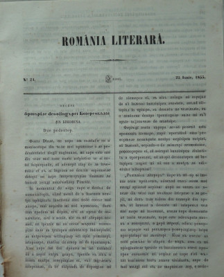 Revista Romania literara ; Director Vasile Alecsandri , nr. 24 , 1855 foto