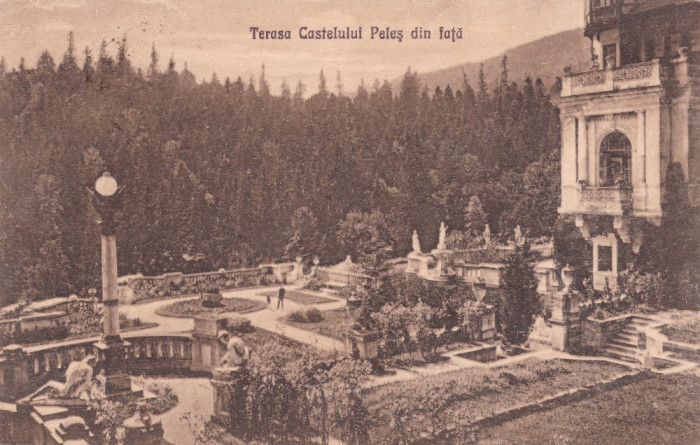 CARTE POSTALA SINAIA Terasa Castelului Peles din fata Circulata 1924