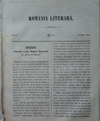 Revista Romania literara ; Director Vasile Alecsandri , nr. 18 , 1855 foto