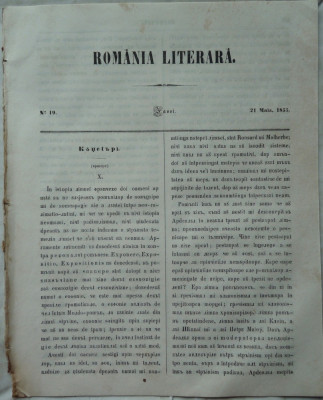 Revista Romania literara ; Director Vasile Alecsandri , nr. 19 , 1855 foto