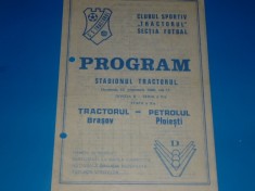 Program meci fotbal TRACTORUL Brasov - PETROLUL Ploiesti 12.10.1980