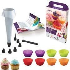 Kit complet pt briose ,Pos din silicon,8forme briose silicon+duiuri +carte , Kit cupcakes mastrad foto