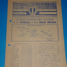 Program meci fotbal PETROLUL Ploiesti - FC BIHOR Oradea 16.03.1984