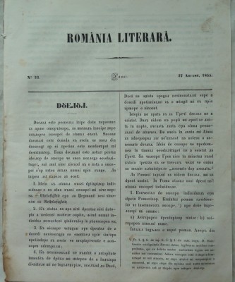 Revista Romania literara ; Director Vasile Alecsandri , nr. 33 , Iasi , 1855 foto