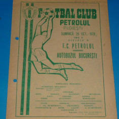 Program meci fotbal PETROLUL Ploiesti - AUTOBUZUL Bucuresti 29.10.1978