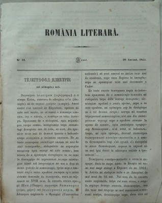 Revista Romania literara ; Director Vasile Alecsandri , nr. 32 , Iasi , 1855 foto