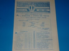 Program meci fotbal PETROLUL Ploiesti - CHIMIA Ramnicu Valcea 16.10.1982