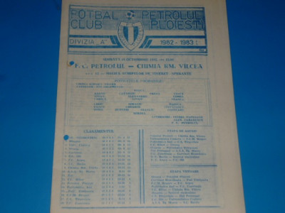 Program meci fotbal PETROLUL Ploiesti - CHIMIA Ramnicu Valcea 16.10.1982 foto