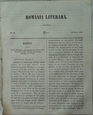 Revista Romania literara ; Director Vasile Alecsandri , nr. 27 , Iasi , 1855 foto