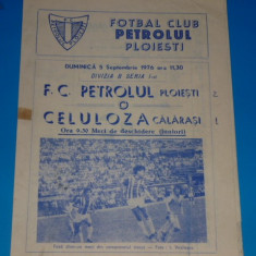Program meci fotbal PETROLUL Ploiesti - CELULOZA Calarasi 05.09.1976