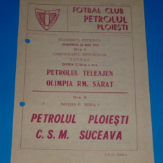 Program meci fotbal PETROLUL Ploiesti - CSM SUCEAVA 23.05.1976