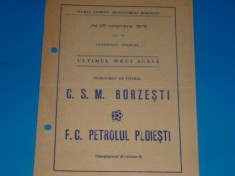 Program meci fotbal CSM BORZESTI - PETROLUL Ploiesti 25.11.1976