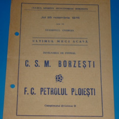 Program meci fotbal CSM BORZESTI - PETROLUL Ploiesti 25.11.1976