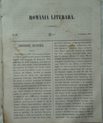 Revista Romania literara ; Director Vasile Alecsandri , nr. 30 , Iasi , 1855 foto