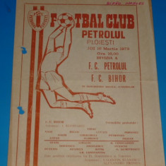 Program meci fotbal PETROLUL Ploiesti - FC BIHOR Oradea 16.03.1978