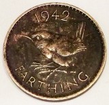 G5. ANGLIA MAREA BRITANIE FARTHING 1942, 2.8 g, Bronze, 20 mm, nr. 2 **